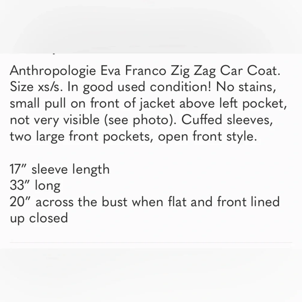 ANTHROPOLOGIE • Eva Franco • Stylish Chevron Patterned Casual Jacket - Picture 8 of 15